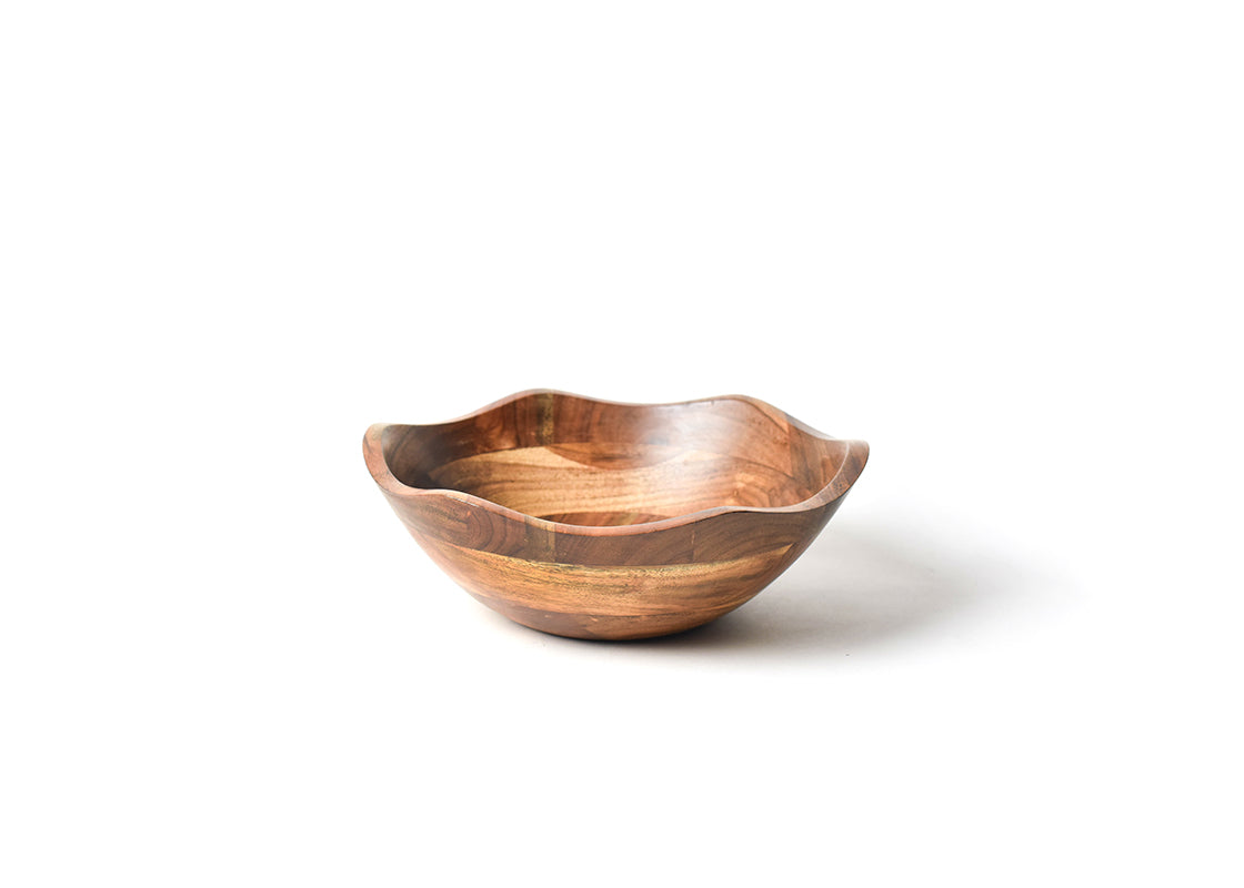 Front View of Fundamental Wood 11in Ruffle Bowl