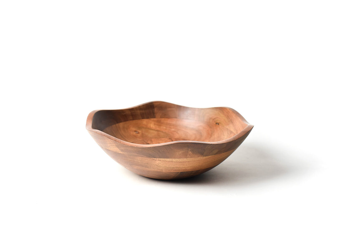 Front View of Fundamental Wood 13in Ruffle Bowl