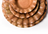 Place Setting of Fundamental Collection Designs Including Wood Ruffle Platter