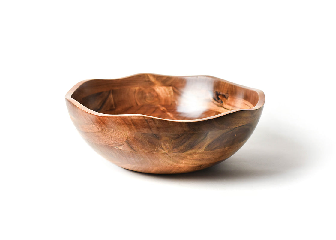 Front View of Fundamental Wood 16in Ruffle Bowl