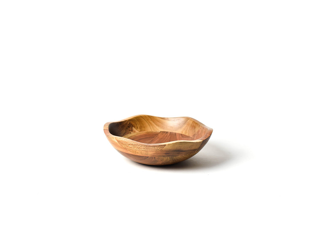 Front View of Fundamental Wood 9in Ruffle Bowl