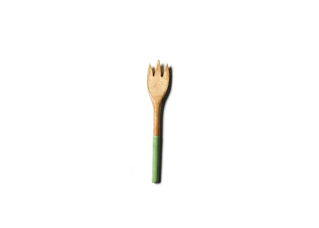 Overhead View of Sage Fundamental Wood Appetizer Fork Showcasing Colored Handle