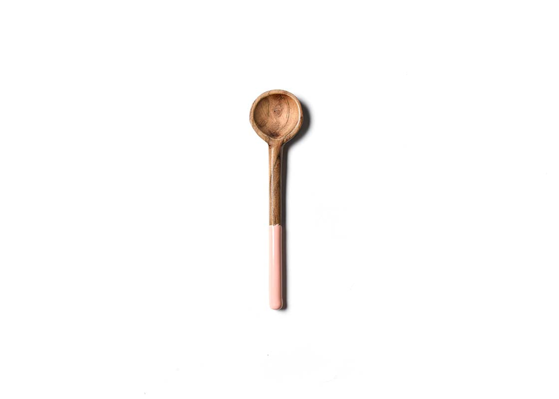 Overhead View of Provence Fundamental Wood Appetizer Spoon Showcasing Colored Handle