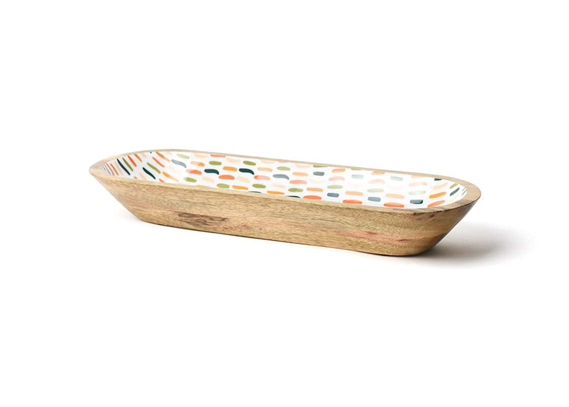 Front View of Feathered Dusk Wood Dough Bowl Showcasing Natural Wood Design on Outside