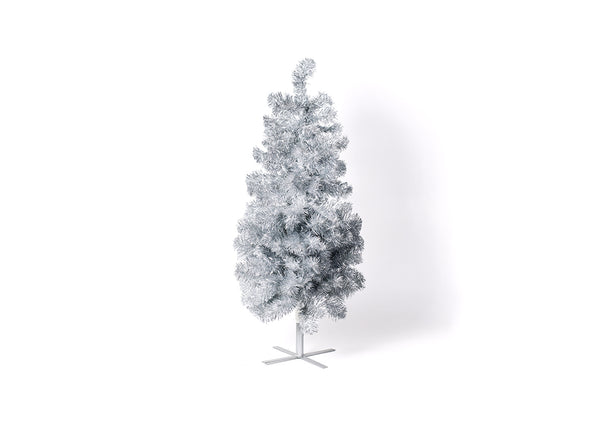 3-Foot Silver Tinsel Christmas Tree in Stand