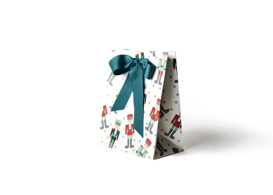 Right Side View of Nutcracker Medium Gift Bag with Ribbon Tied in a Bow