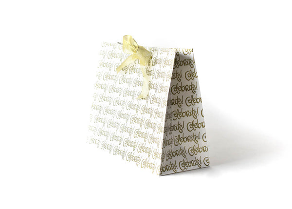Gold Bow and Signature Script Celebrate! on Large Gift Bag