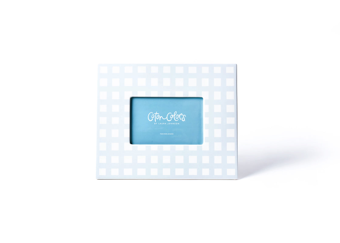 Front View of Blue Gingham Rectangle Frame