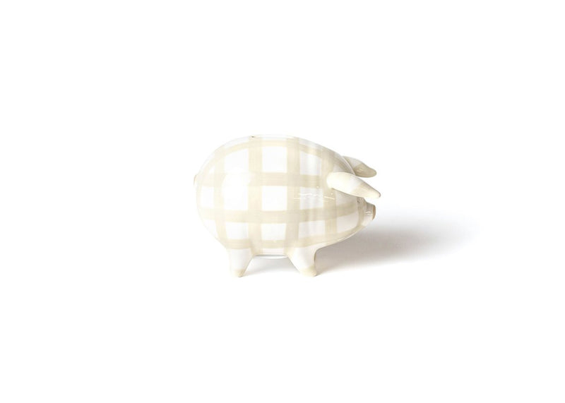 Personalization Available on Ecru Gingham Piggy Bank