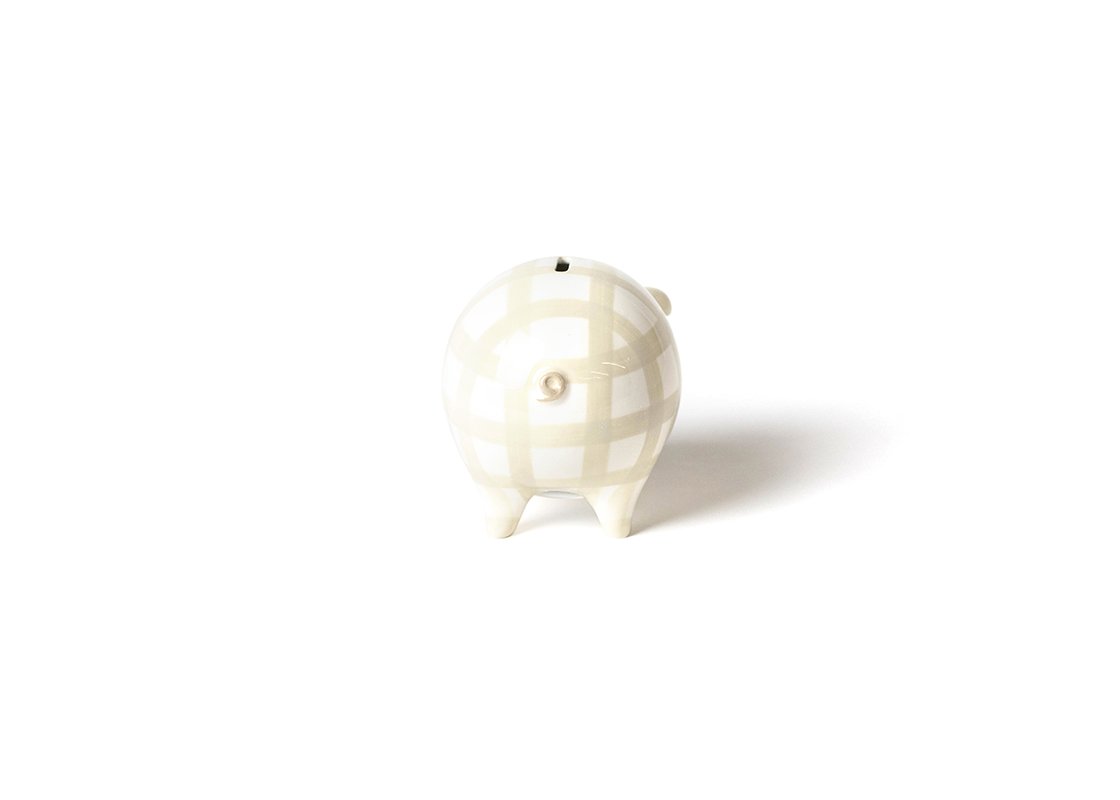 Back View of Ecru Gingham Piggy Bank