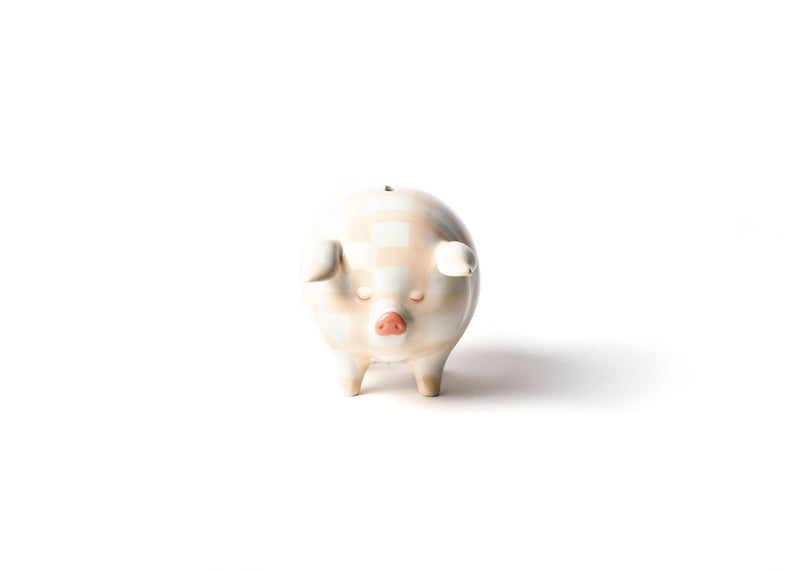 Pink Nose and Unique Ear Design Featured on Pink Gingham Piggy Bank 