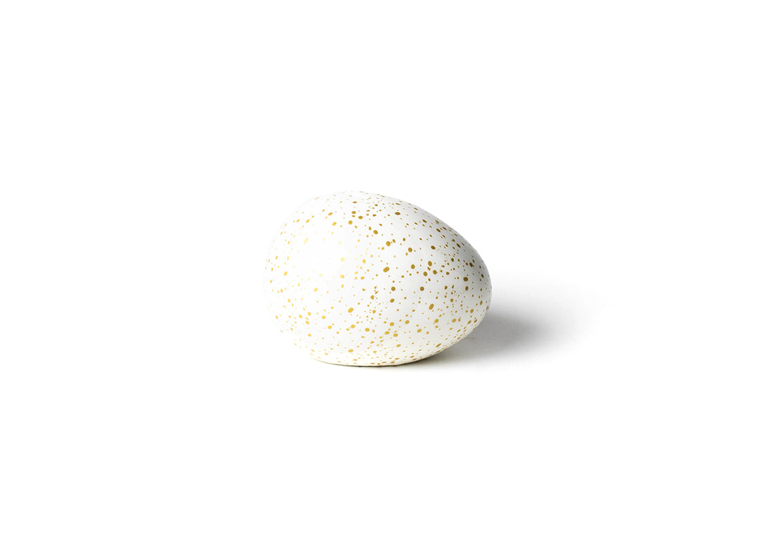 Back View of Speckled Golden Egg Showcasing Design Details on Outside