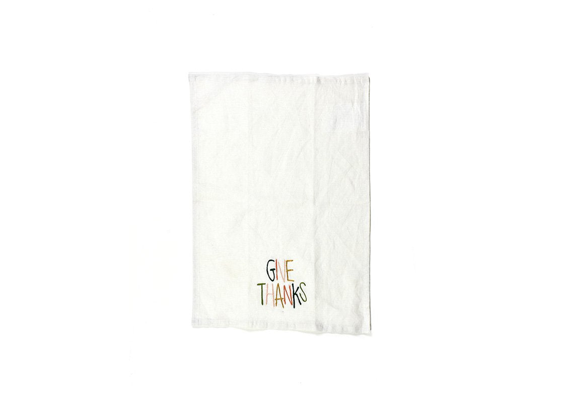 Overhead View of Unfolded Dusk Give Thanks Medium Hand Towel Showing Full Design