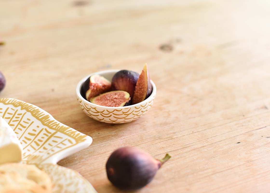 Front View of Coordinating Seasonal Serveware with Give Thanks Round Dipping Bowl