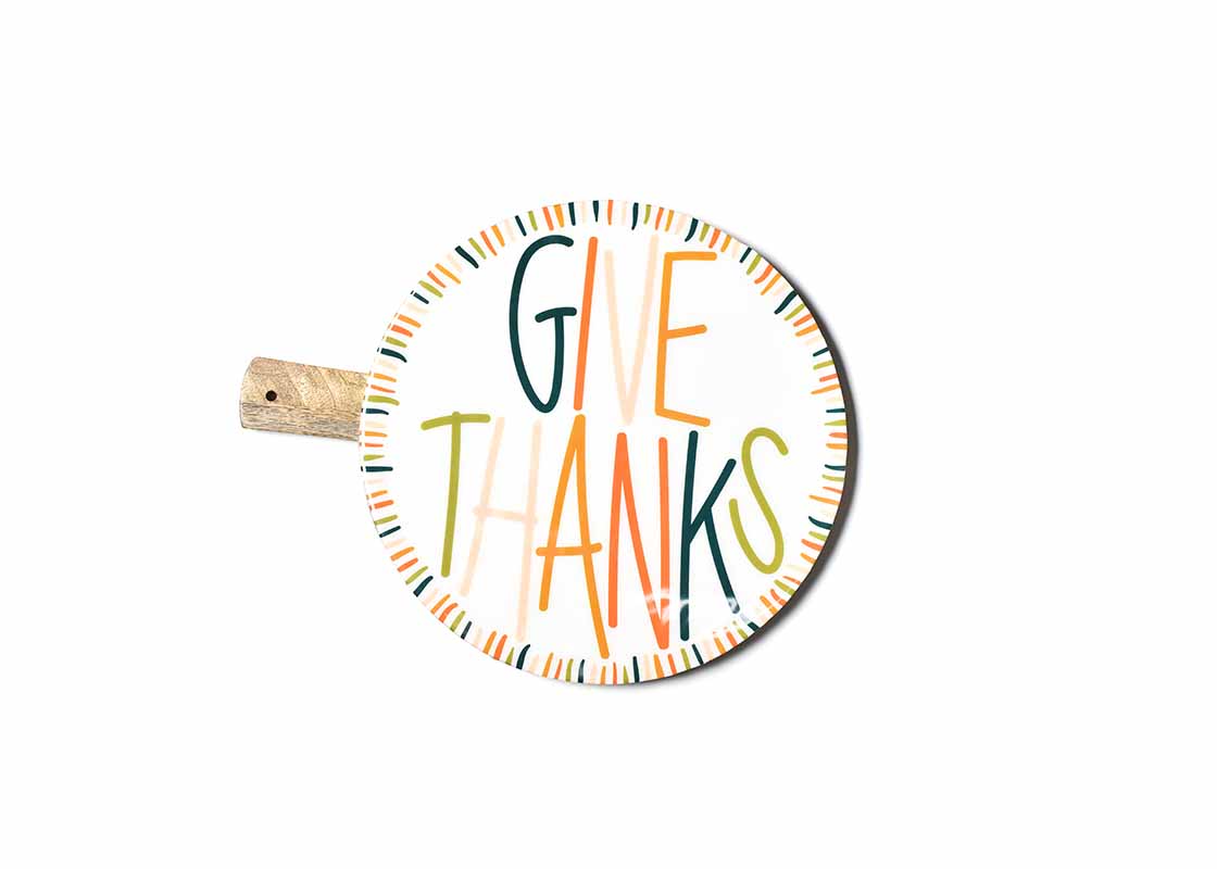 Overhead View of Give Thanks Dusk Wood Medium Round Board Showcasing Design Details and Pierced Handle