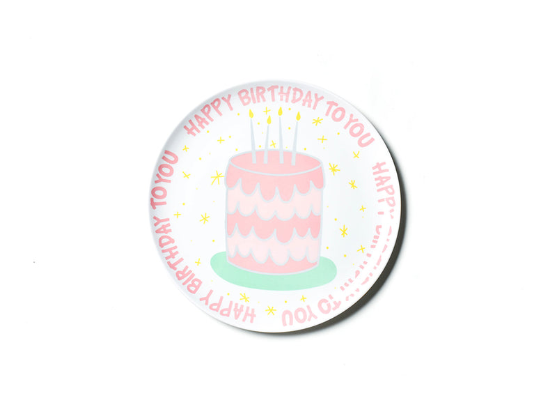 Pink Happy Birthday Cake Melamine Dinner Plate