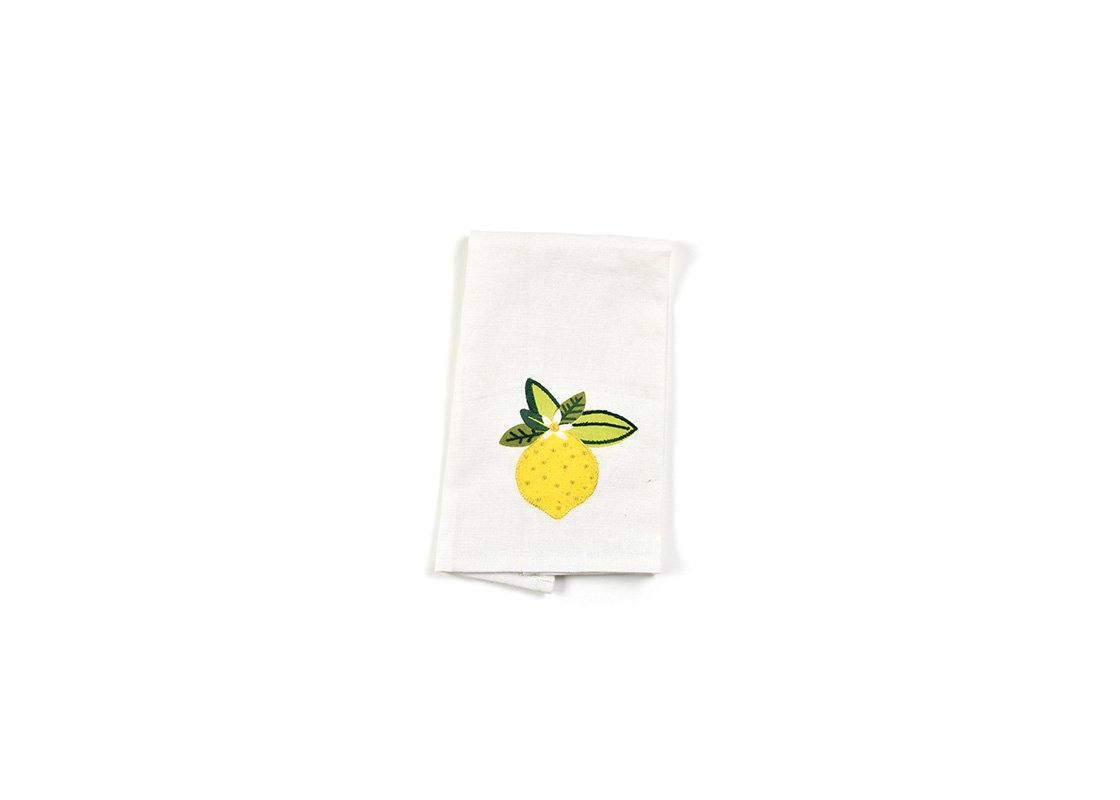 Overhead View of Lemon Medium Hand Towel Showing Design when Folded