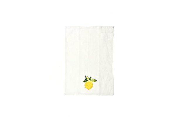 Embroidered Lemon Design on Small Hand Towel