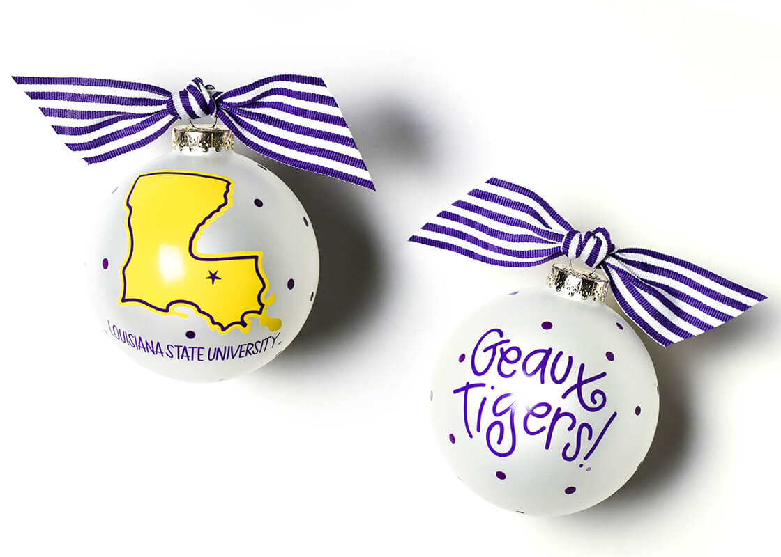 Louisiana State University State Glass Ornament