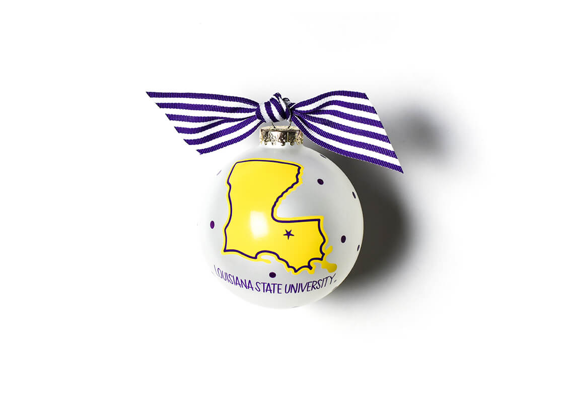 Louisiana State University State Glass Ornament