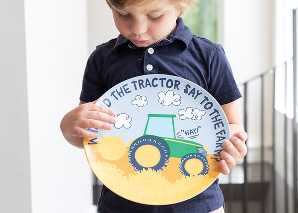 Little Boy with On the Farm Tractor Dinner Plate