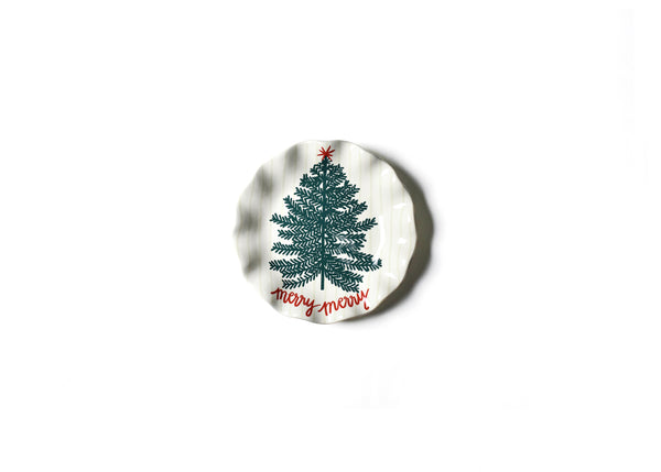 Merry Merry Holiday Tree on White Ruffle Salad Plate in Balsam and Berry Design