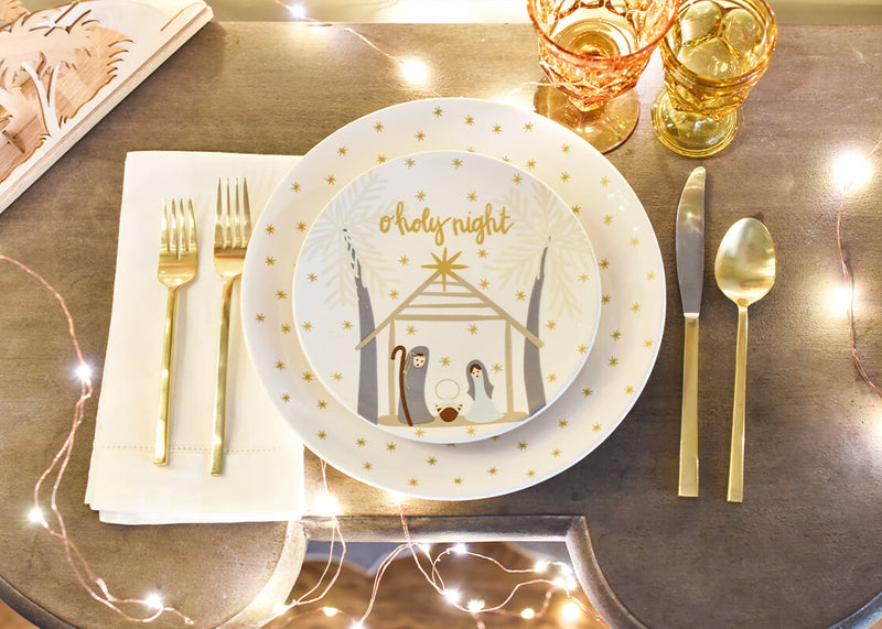 Place Setting with Nativity Salad Plate Paired with Other Festive Designs