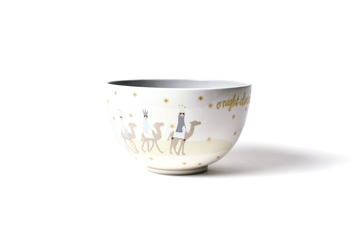 Left Side View of Fair Skin O Holy Night 9in Footed Bowl