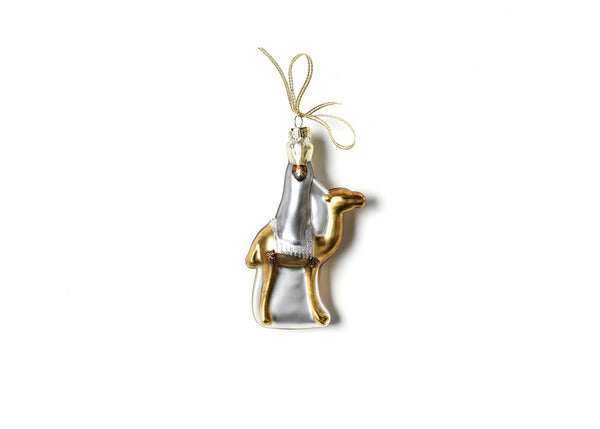 Metal and Glass Wise Man 3 on Camel Religious Nativity Ornament 