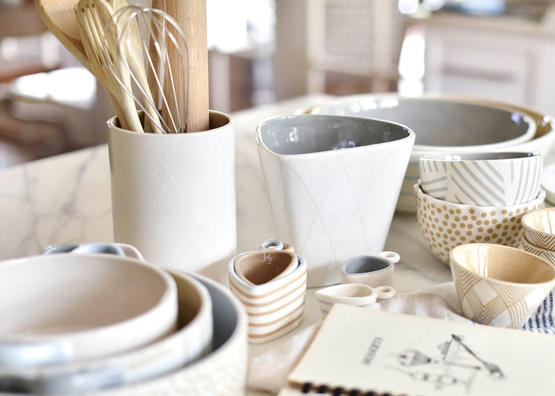 Neutral Nouveau Oval Mixing Bowl