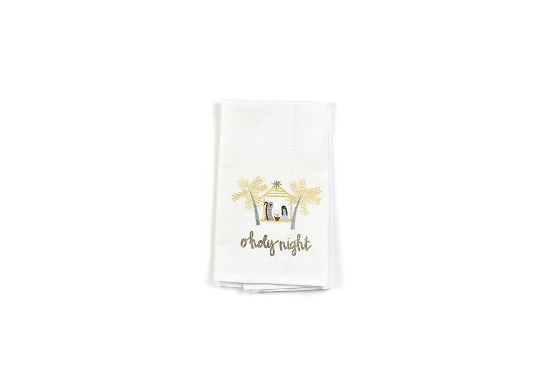 Overhead View of O Holy Night Fair Skin Medium Hand Towel Showing Design when Folded