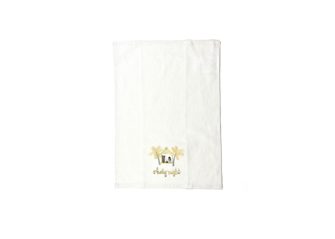 Overhead View of Unfolded O Holy Night Fair Skin Medium Hand Towel Showing Full Design
