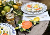 Orange Tray and Lemon Trinket Dish Coordinate with Citrus Designs on Tablescape