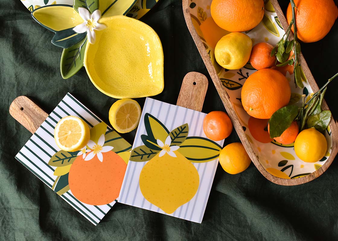 Overhead View of Small Wooden Rectangle Serving Board with Pierced Handle