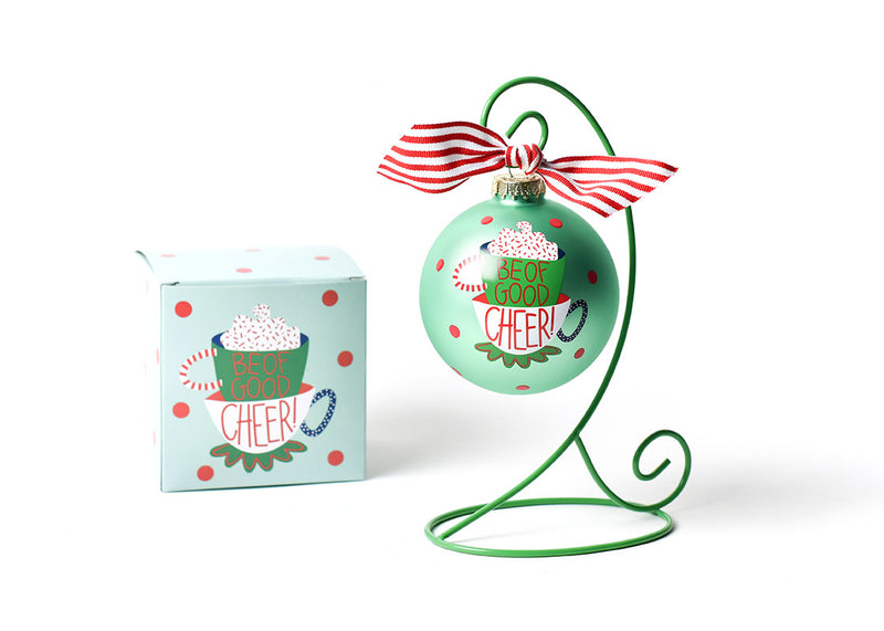 Glass Ornament Gift Box and Green Ornament Stand