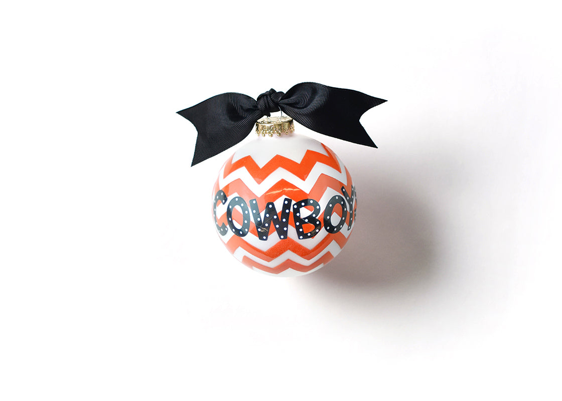 Front View of OSU Chevron Glass Ornament