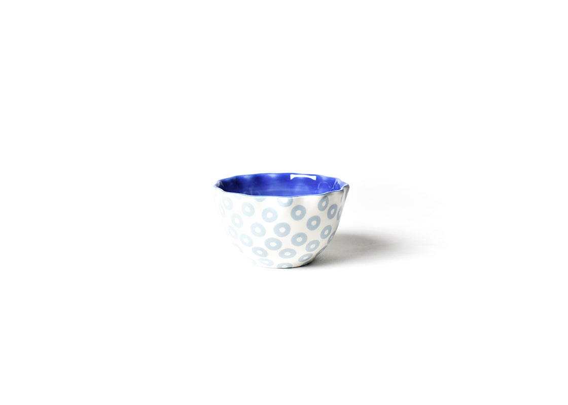 Front View of Iris Blue Pip Ruffle Appetizer Bowl Showcasing Design Details on Outside