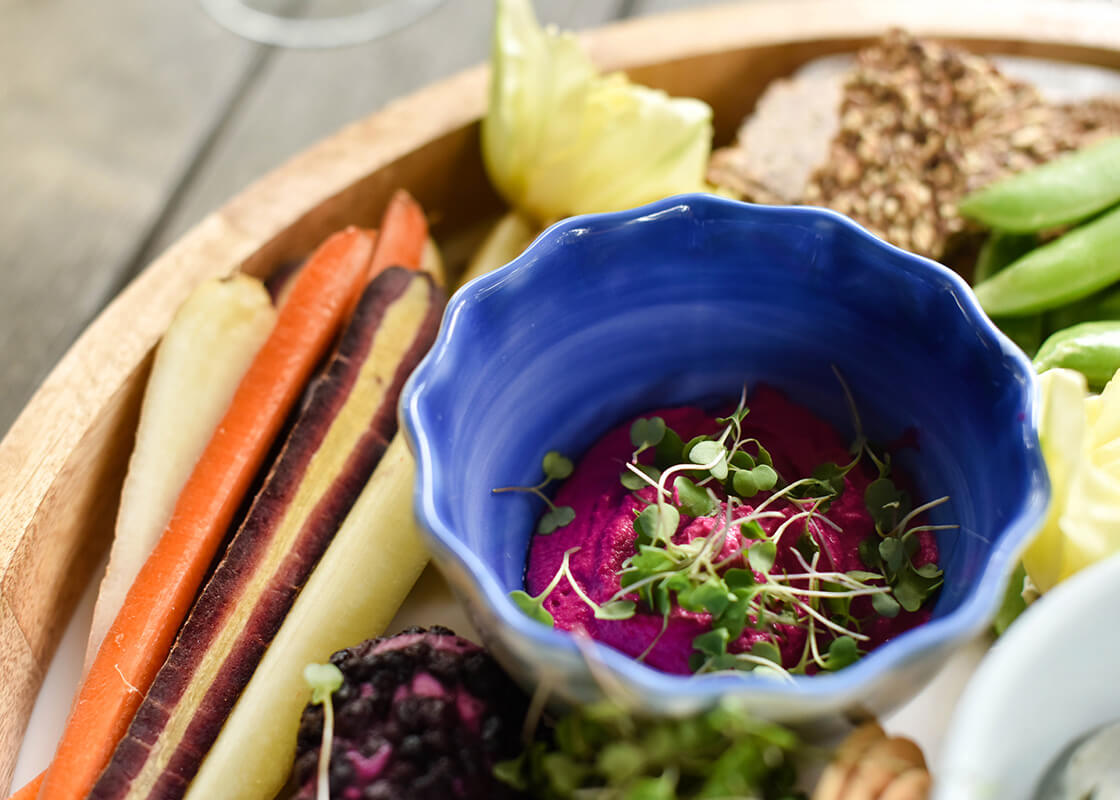 Charcuterie Bowl Featuring Appetizer Bowl Iris Blue Pip Design