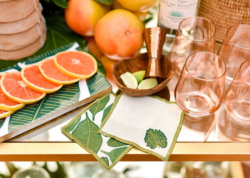 Palm Cocktail Napkin with Coordinatng Tableware