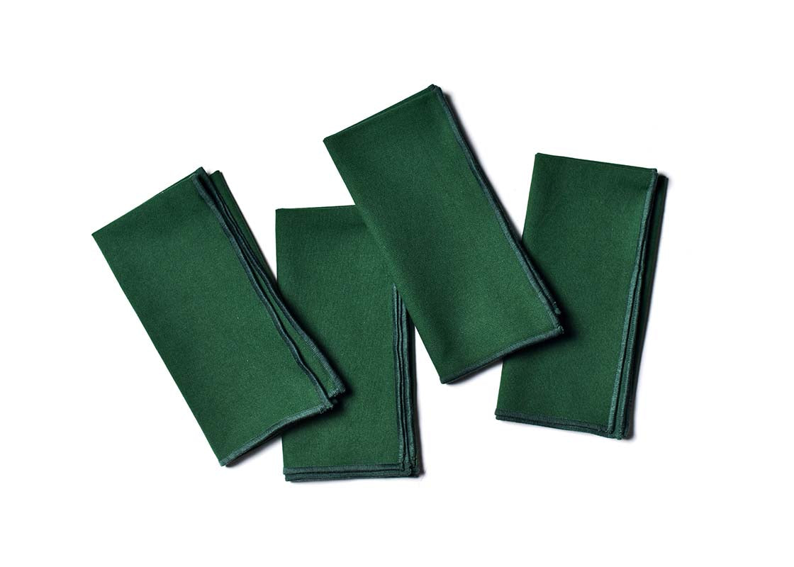 Overhead View of Folded Pine Color Block Napkins Set of 4 Showing all Pieces in Set