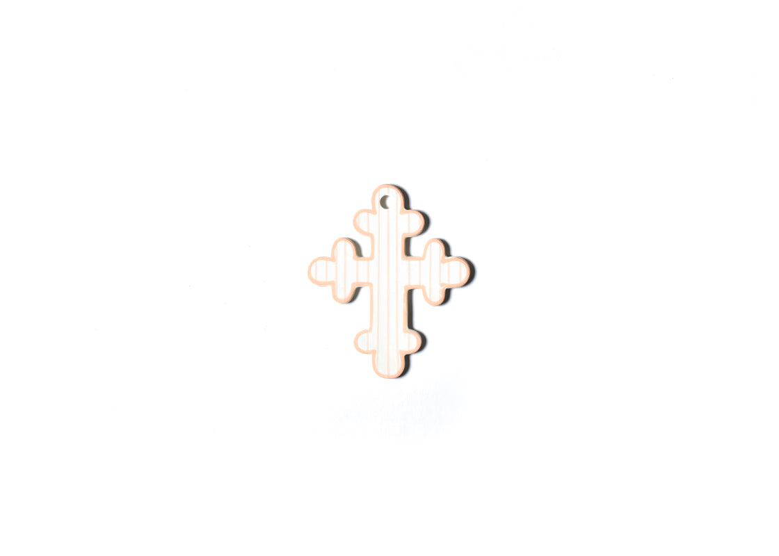 Overhead View of Pink Pinstripe Small Cross Showcasing Design Details