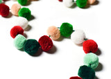Close Up of Pom Poms on Christmas in the Village Garland