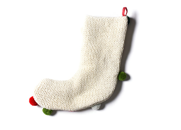 Back Side of Christmas Knit Stocking With Pom Poms