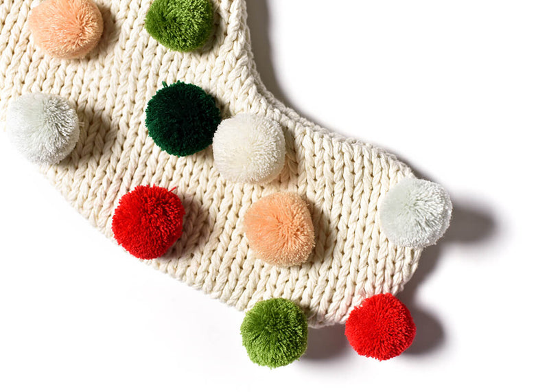 Christmas Knit Stocking Toe End With Pom Poms