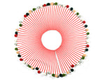 Full Round View of Red Stripe Tree Skirt With Pom Poms