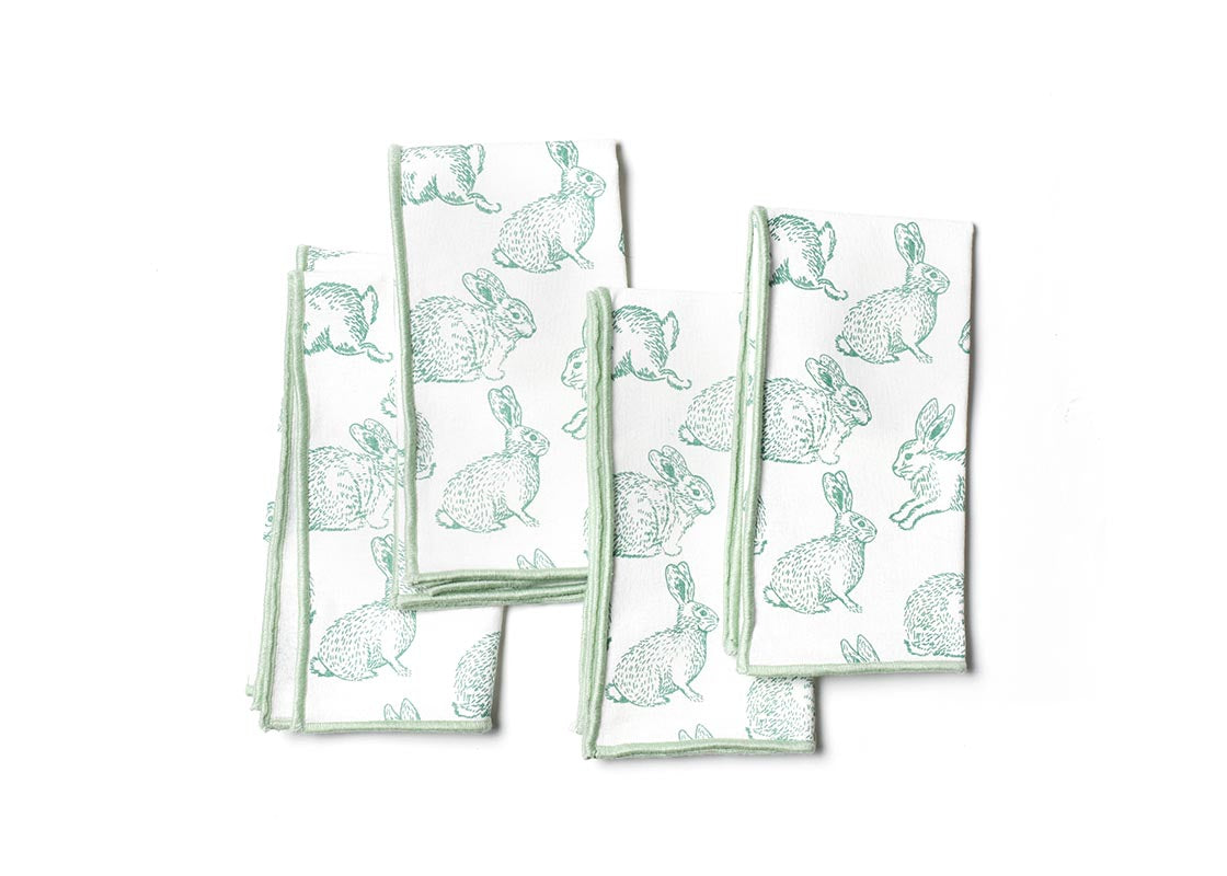 Overhead View of Folded Speckled Rabbit Napkins Set of 4 Showing all Pieces in Set
