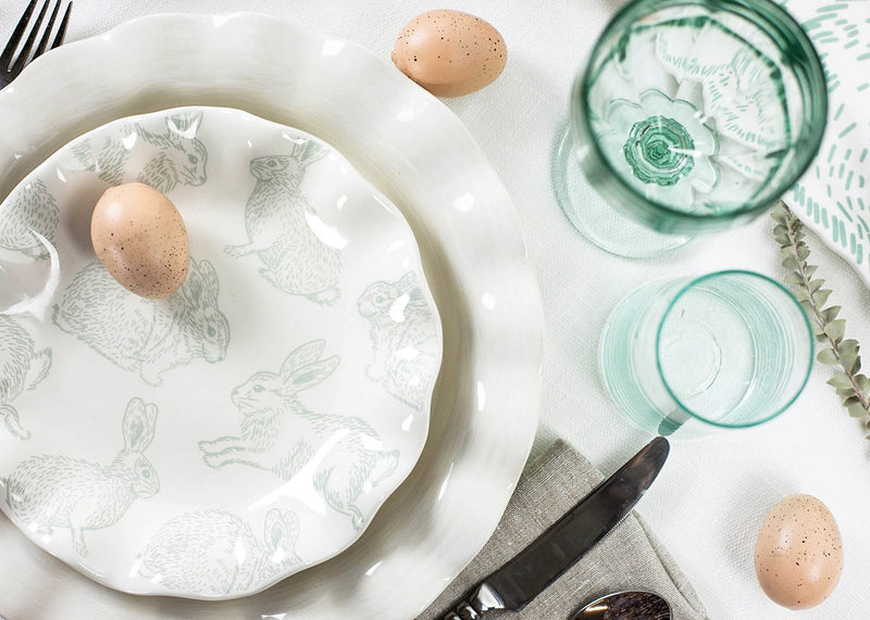 Spring Tablescape Featuring Speckled Rabbit Ruffle Plate