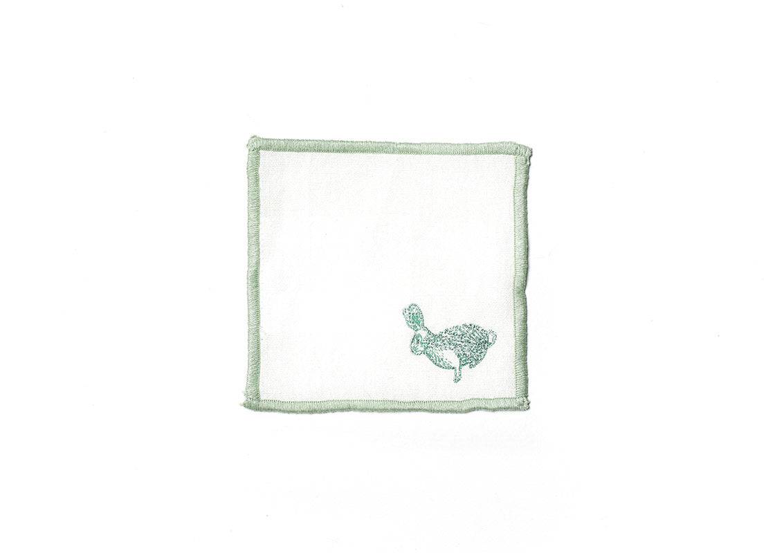 Overhead View of One Cocktail Napkin in Speckled Rabbit Cocktail Napkin Showing Overall Design