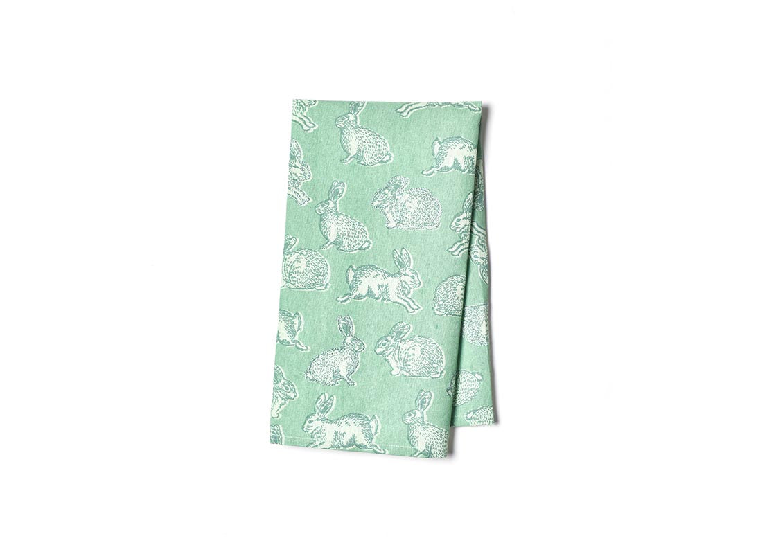 Overhead View of Speckled Rabbit Large Hand Towel Showing Design when Folded
