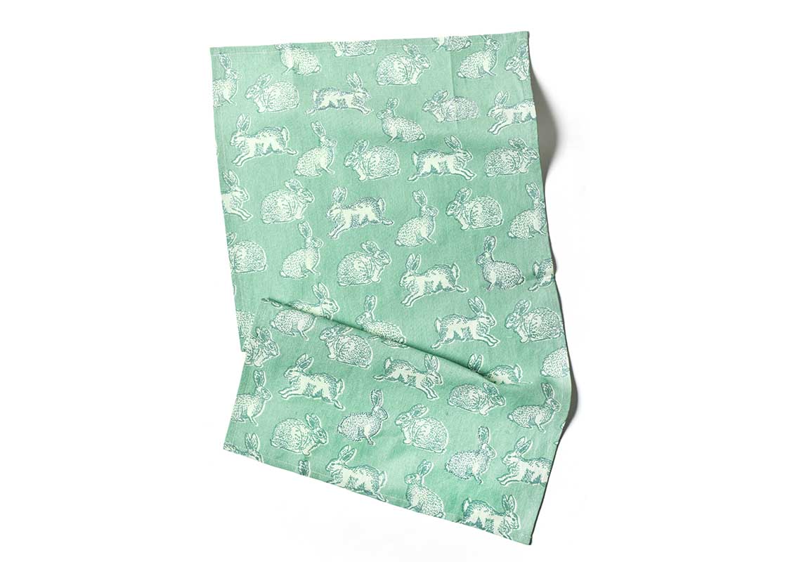 Overhead View of Crumpled Speckled Rabbit Large Hand Towel Showcasing Texture and Personality